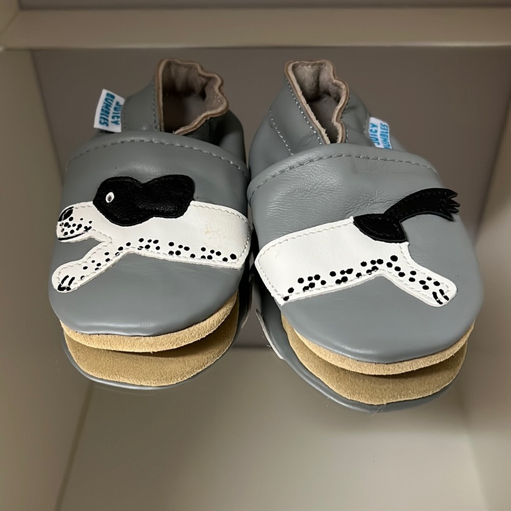 6-12M soft sole leather dog booties